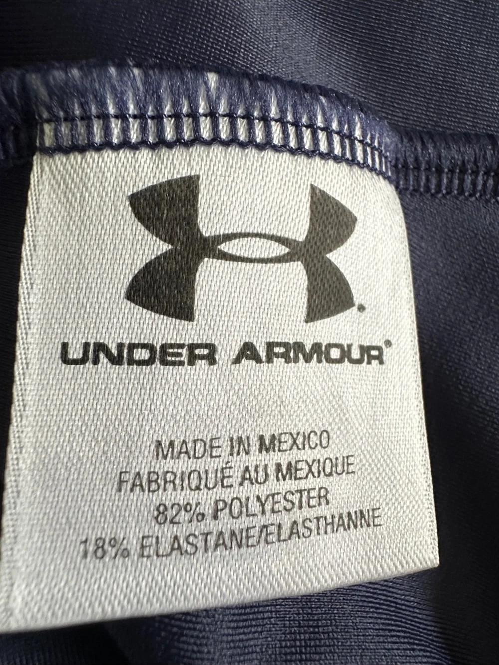 Under Armour Navy Long-Sleeve Performance Tee with White & Light Blue Print YXL